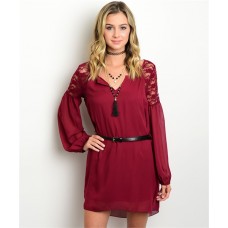  WINE LACE DRESS