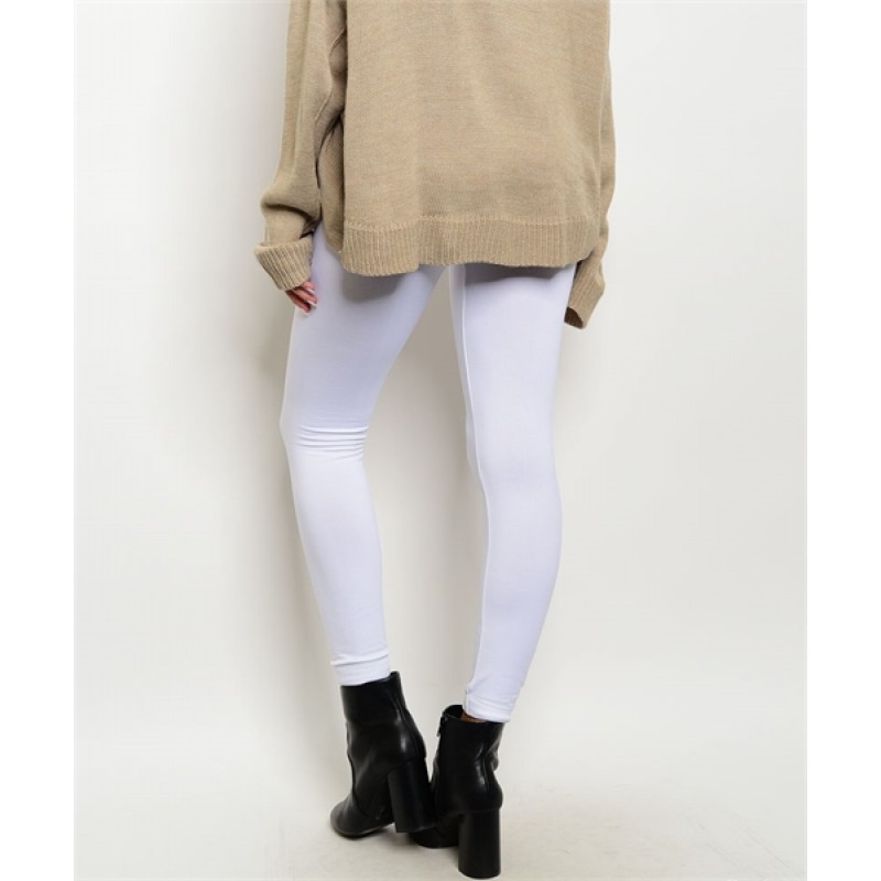 WHITE THICK WINTER FABRIC LEGGINGS