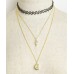  DOUBLE CHAIN STONE STUD CHOKERS