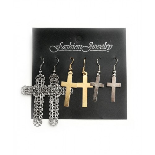  CROSS SHAPE MULTI SIZE EARRINGS